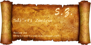 Sárfi Zenina névjegykártya